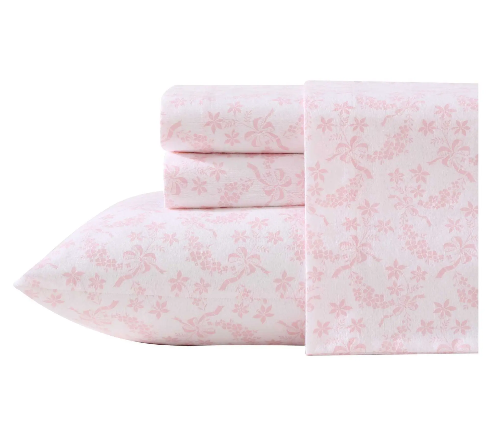 Laura Ashley Antoinette Pink Cotton Percale King Sheet Set