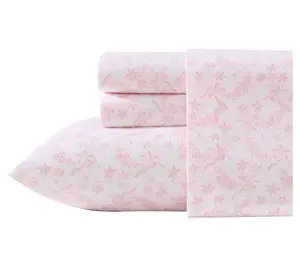 Laura Ashley Antoinette Pink Cotton Percale Twin Sheet Set