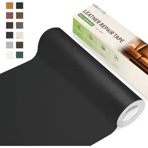 Leather Repair Tape,16 x 80 Inches Self Adhesive Leather Repair Patch,Leather Repair Kit for Furniture,Couches, Seats,Cabinets,Handbags(Black-Litchi Grain)