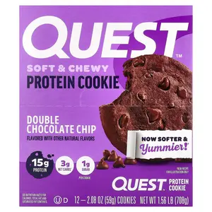 Quest Nutrition Protein Cookie, Double Chocolate Chip, 12 Cookies, 2.08 oz (59 g) Each