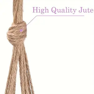 Macrame Plant Hanger, Handcrafted Natural Linen Braided Rope Hanging Basket, Boho Chic Flower Pot Holder for Balcony Garden Decor, Garden Decoration