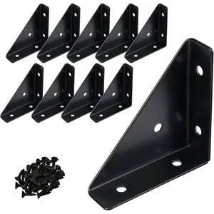 2-9/16" Corner Brace L Bracket for  - 10 Pack Solid Steel Triangle Bracket with Screws for Bookshelf/ Table/ Desk & Bed Frame Stabilization Repair - Easy DIY Fix for Shaky Furniture