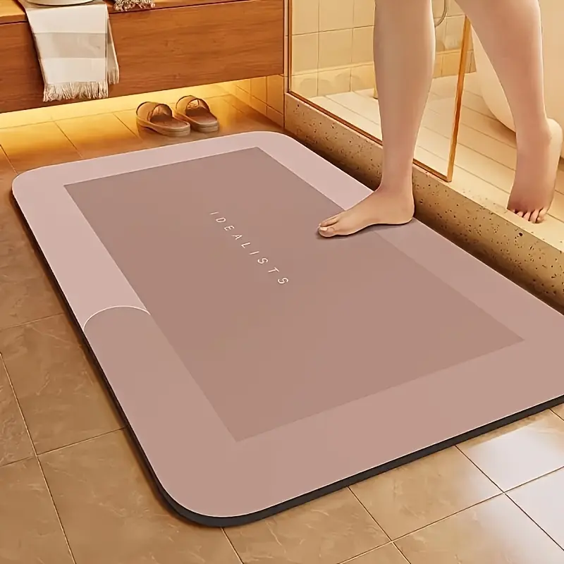 Modern Rectangle Diatomaceous Earth Bath Mat - 2 Sizes, 25mm, Rubber Backing, Non-Slip, Super Absorbent, Quick-Dry, Machine Washable, Ideal for Bathroom & Kitchen Doorway, Diatomaceous Earth Mat, Quick Drying Mat