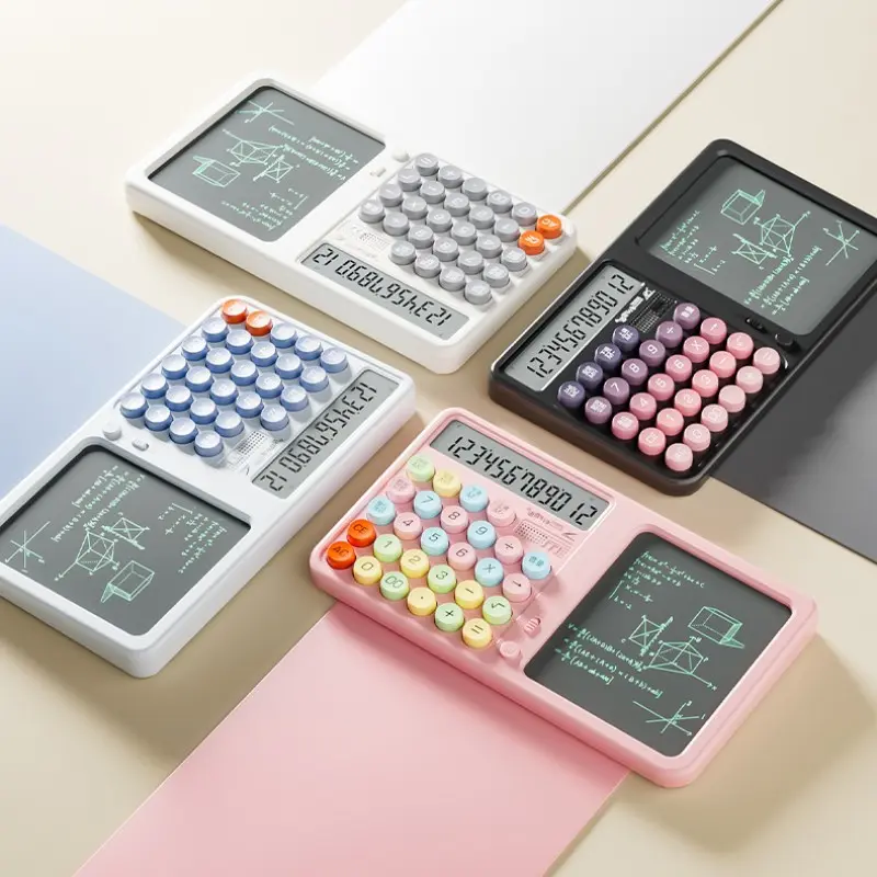 Dual Power Silent Calculator with LCD Writing Pad, Large Screen Multi-Function Calculator, Ideal for Students, Office, Accounting, Office Stationery Supplies, Calculator with Display