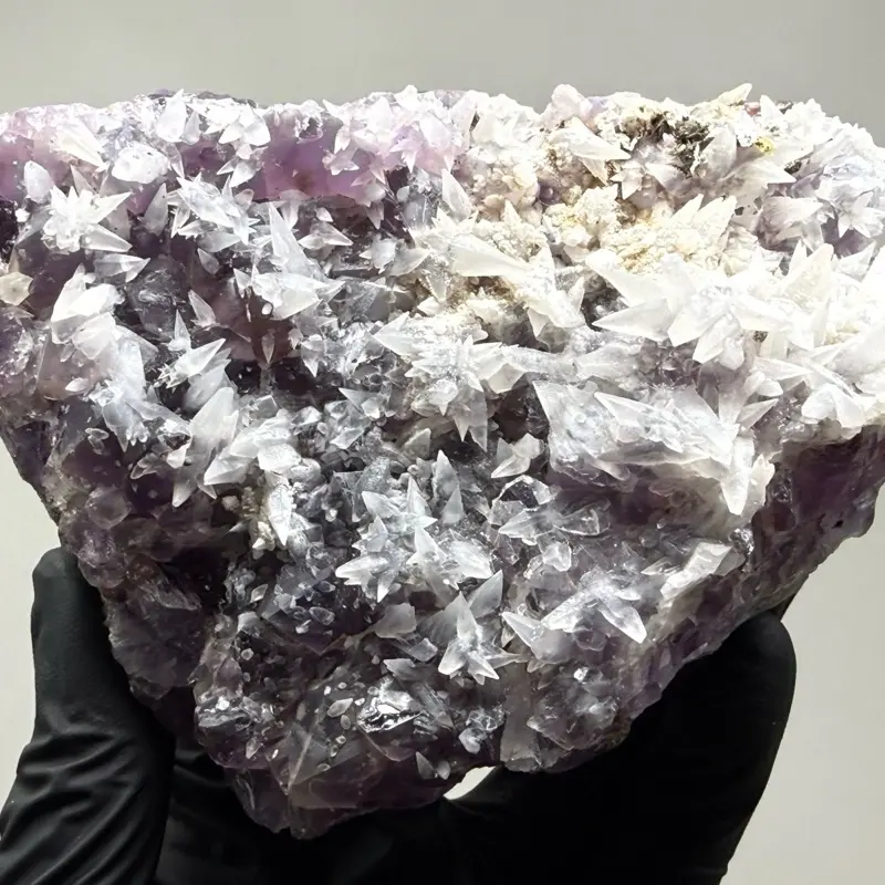 Large 5.5” inch Amethyst Cluster w/ Gorgeous Calcite Specimen