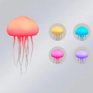 LED Floating Jellyfish Lamp, RGB Gradient Jelly Fish Light Lamp, Sound Activated Table Lamp, Rechargeable Cute Jellyfish Night Light, Hanging Mood Lamp for Room Decor (Hanging)