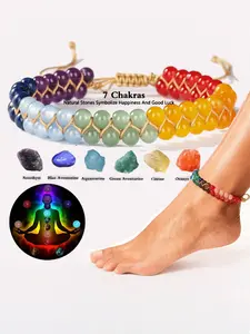 Boho Style Colorful Beach Crystal Bohemian Style Anklet, No Removal Needed Bathing Accessory, Casual Solid Pattern Ankle Chain Jewelry, Ankle Bracelet