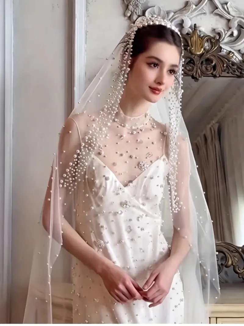 What kind of veil goes with an ivory floral wedding dress - TikTok Shop