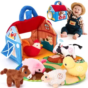 hahaland Surprise Barn with Stuffed Farm Animals with Real Sounds,Toddlers Sensory Toy,Montessori Toys for 6 Month Old Baby 1 Year Old Boy Girl Gifts,BirthdayGifts,Newborngift,Mothersdaygift Play