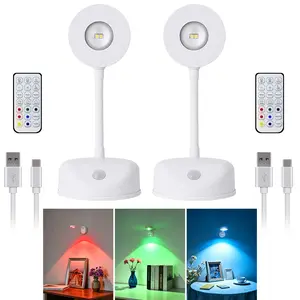 （Upgraded Version）2pcs RGB Motion Sensor Picture Lights for Wall, Wireless Rechargeable Art Light with Remote & Timer, Dimmable Color Changing LED Painting Lamp for Gallery, Posters, Bedroom Mood Decor