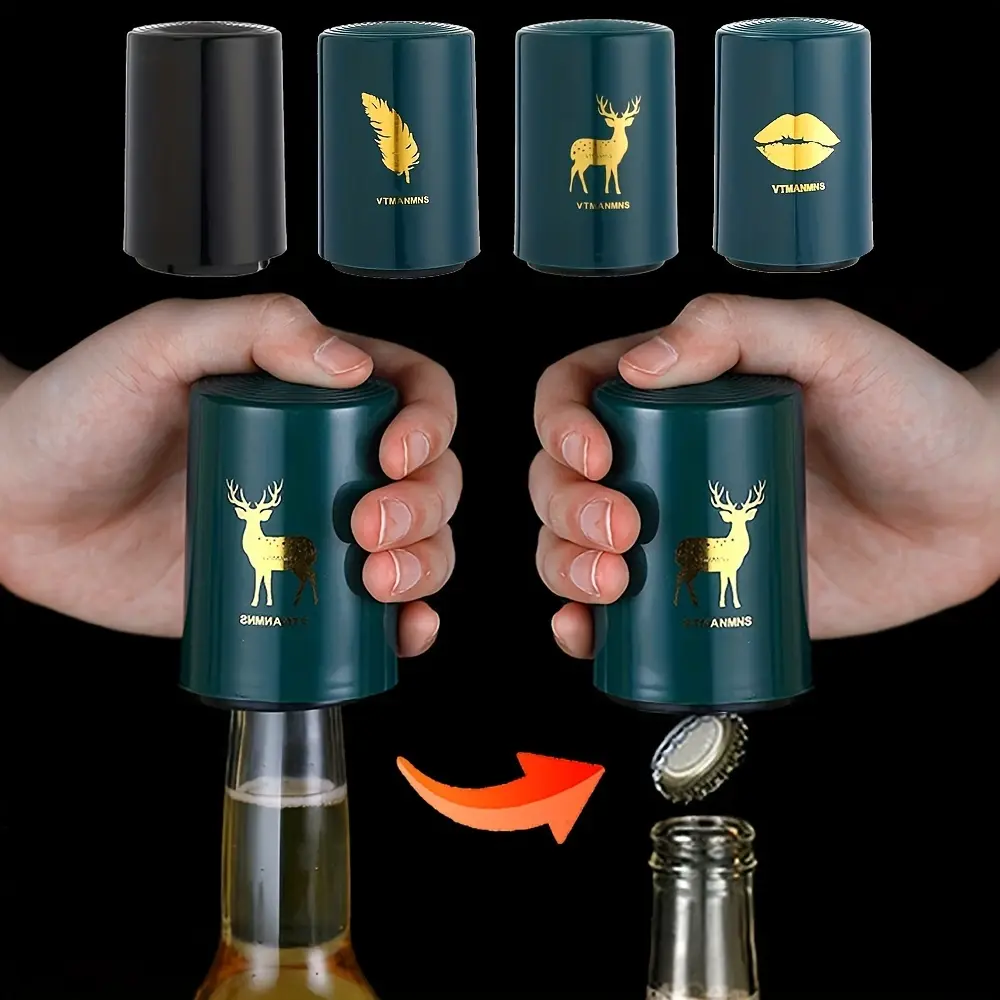 Magnetic Automatic Beer Bottle Opener & Corkscrew - One-Touch Magnetic Lid Lever,  Portable Bar & Kitchen Tool for Home, No Power Needed, Parties, Travel - Ideal Beer opener gadget for Christmas,  Festival Gifts, Christmas Party Essential, Sleek Design