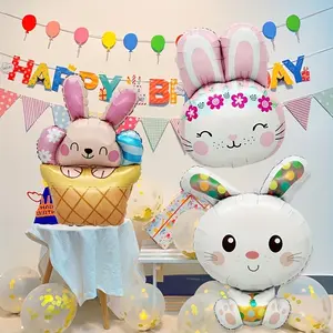Cute Rabbit Shaped Balloon, Birthday Easter Theme Party Atmosphere Decoration, Aluminum Foil Balloon, 1pc, Perfect for Celebrations, Balloon Animals