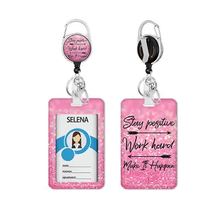1PC Expandable ID Holder Set for Nurses and Teachers, Retractable Badge Holders, Stylish ID Badge Roll Retractable Badge Reel with Durable Vertical Keychain, 1 Piece Expandable ID Clip Kit, Classroom Supplies