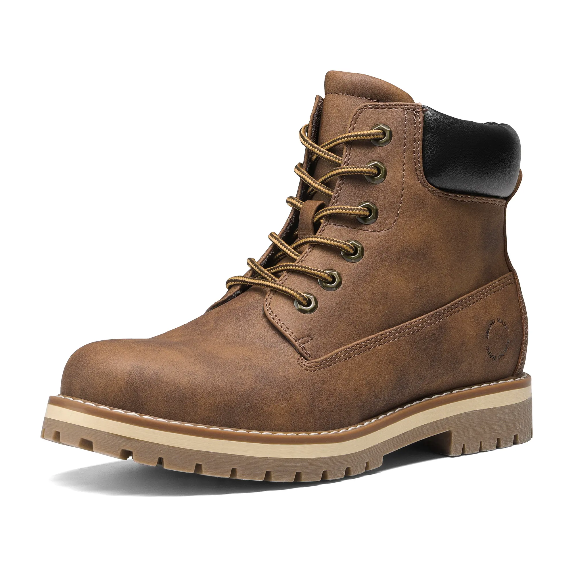 【BRUNO MARC Anniversary】 Men's Synthetic Combat Ankle Boots, Waterproof Fur-Lined Outdoor Winter Boots with Laces and Cushioned EVA Insole, Waterproof Outdoor Footwear, Cushioned Support tiktokshopbacktoschool