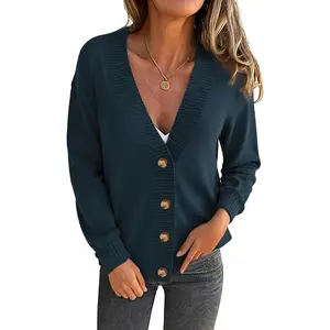 Women's Button Down Cardigan Sweaters Fall Long Sleeve Open Front Soft Cardigan Casual Loose Knit Coat Outerwear