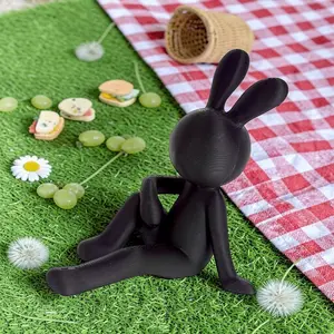 Three-Piece Casual Rabbit Statues Set, Multiple Poses, Round Fat Body, Large Mouth, Small Short Legs, Home Office Decor, Holiday Gifts