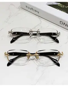 EunoiaLens Rimless High Quality Eyewear, Frameless HD Vision Glasses with Clear Lenses, Diamond-Cut Edges, Stainless Steel Fashion Temple Decor, Lightweight Unisex Adults' Accessories for Computer, Daily Use, Mens Gifts