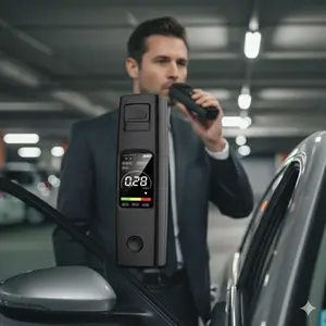 Professional Breathalyzer: High Accuracy Portable Alcohol Tester, Detector, Wide Range Fast Response Law-Grade BAC Measurement. Durable Anti-Fall LCD Backlit Screen, Driving Safety Self-Test Tool for Transport, Hospitality & Home Use.