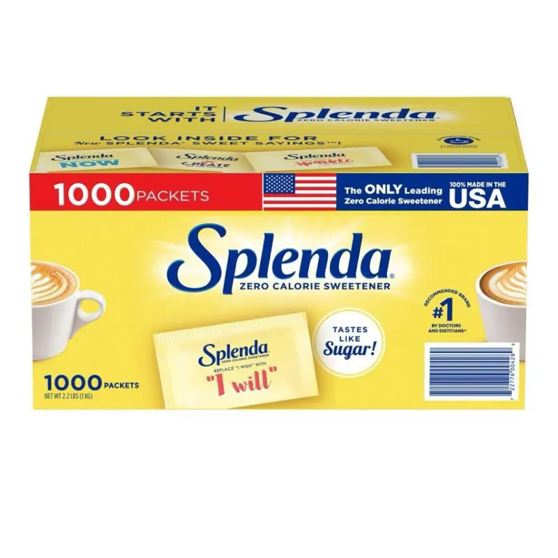 Splenda Zero Calorie Sweetener Packets 1000 Counts Sugar Flavor Baking Healthy Gluten-Free Kosher Trusted by Doctors & Dietitians