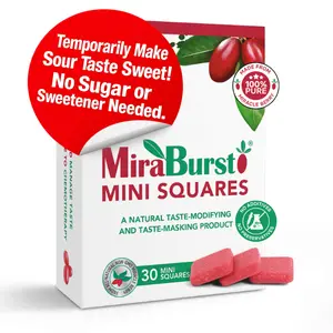 MiraBurst Mini Squares,Flavor Changing Berry, 100% Pure Miracle Berry Powder, Sour-to-Sweet Transformation,  12ct or 30ct Plant-Based Gluten-Free Snacks Powdered Beverage