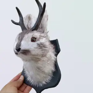 Realistic Resin Jackalope Wall Mount – Faux Deer Head Sculpture with Intricate Antler Design – Ideal for Rustic Home, Hunting Lodge, Cabin, Country Farmhouse, or Office Wall Decoration – Unique Faux Taxidermy Gift Idea Gift Decoration Room Hanging