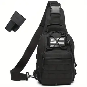 Tactical backpack, military crossbody bag, MOLLE system single shoulder backpack, waterproof | wear-resistant | durable | adjustable sling chest bag, daily carrying equipment for outdoor sports, hiking, traveling, fishing, fitness