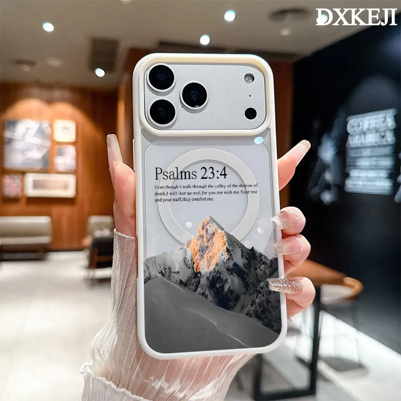 MagSafe Magnetic Aesthetic Customized TPU Phone Case with Bible Verse Psalms 23:4 Pattern - Shockproof, Slim, Protective for iPhone 17/16 Pro Max/15 Pro/14/13/12/11 Plus