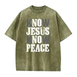 [100% Cotton] Cotton Short Sleeve T-Shirt [Faith in God, Christian Christ] Christian Faith T-Shirt - Know Jesus Know Peace - Religious Tee Golf Gift T-Shirt For Men and Women,Casual Summer T-Shirt with Crew Neck,viral graphic tees