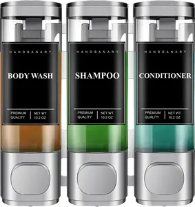 Zoronk Shampoo Dispenser for Shower, 3 in 1 Bathroom Soap Dispenser No Drilling & Drilling Shower Shampoo Dispenser 3 Chamber Shower Soap Dispenser Wall Mounted, Hotle Dormitory Shower Supplies 3 * 300ml Home Goods Luxury Restroom