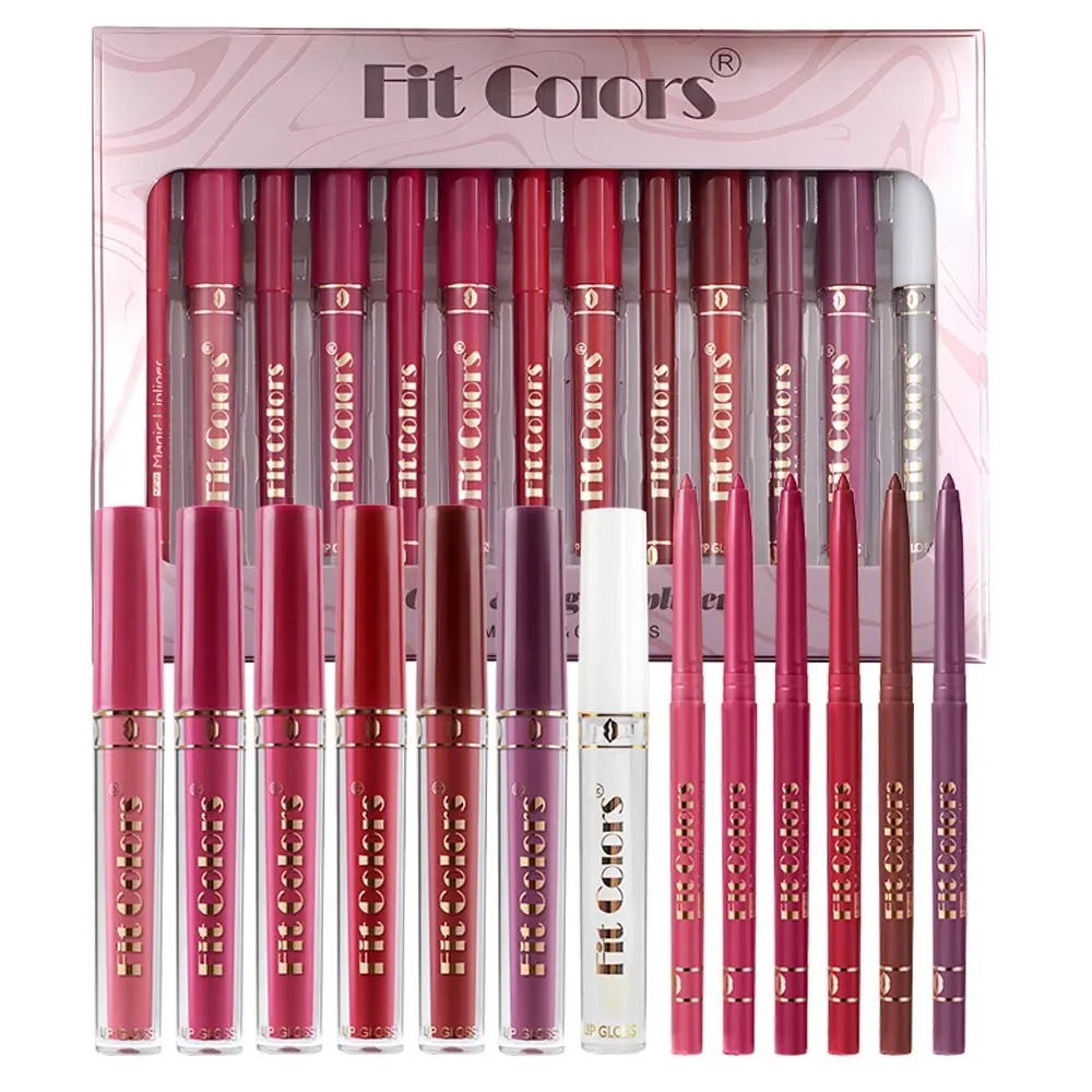 13-Piece Lipstick & Set, Matte Long-Lasting Waterproof Lip Gloss Kit, Lip Lacquer Lipliner, Perfect Gift for Makeup Enthusiasts, Daily Use & Special Occasions