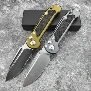 MICR Gen III Portable Folding Knife with Pocket Clip,One Hand Developmented,D2 Blade Non-slip Aluminium Handle,Outdoor Tools for Camping Fishing, Birthday Gifts