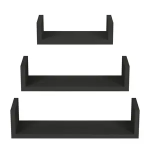 Floating Shelves Wall Mounted, Solid Wood Wall Shelves, Black Floating Shelves Wall Mounted, Solid Wood Wall Shelves, Black