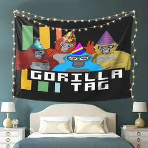 A gorilla logo tapestry, wall carpet for living room, bedroom or office, room decoration, party decoration wall hanging, an artistic and fashionable tapestry