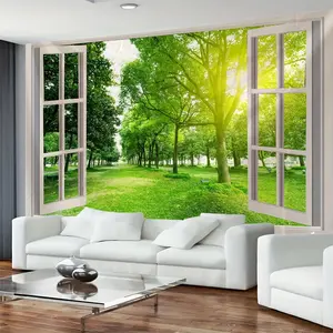 1 Sheet, Sunny Forest Scenery Tapestry Wall Mural: Indoor Home Decor with Free Installation Kit - Suitable for Living Room or Bedroom