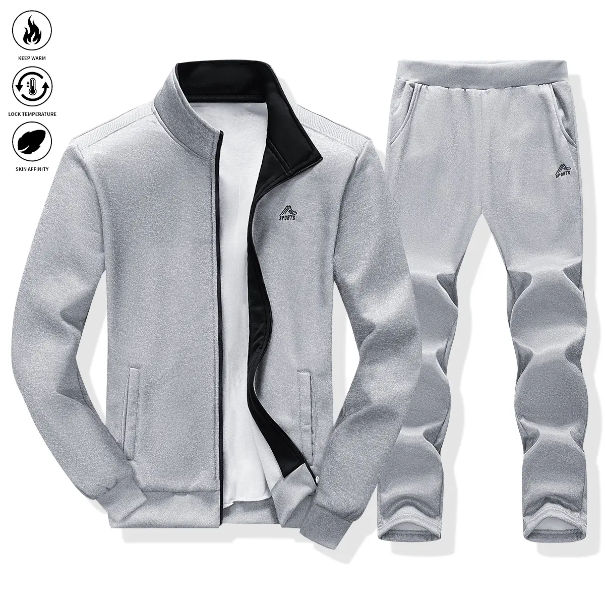Men's Spring And Autumn Fashion High Mountain Printed Full Zipper Sports Casual Long Jacket Set With Pockets Sports Apparel All Season Jogging Sports Suit Men'S Clothing Men'S Set Sweat Suit Sweatsuit Set