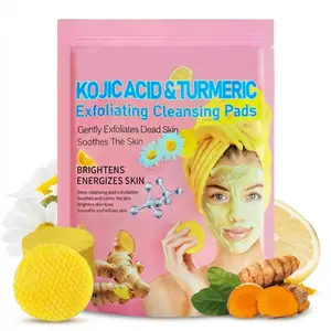 PHOR ESSENTIALS Turmeric Kojic Acid Cleansing Exfoliating Pads Exfoliate Facial Cleansing Foaming Skincare Organic Gentle Daily Smooth Skin Repair Cleanser Wipe