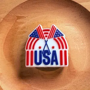 USA 2D Silicone Focal Bead (1 pc)
