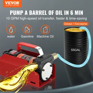 VEVOR Diesel Fuel Transfer Pump Kit  12V 10 GPM DC with Automatic Shut-off Nozzle Hose, Portable Electric Self-Priming Fuel Transfer Extractor Pump Kit  for Diesel, Kerosene, Machine, Transformer Oil