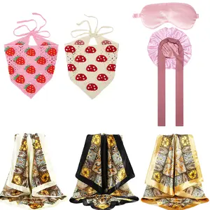 Fashion Product Combination Set-  2Pcs/Set Knitted Headbands+Bonnet eye mask+ 3Pcs/Set Large Square Headscarf