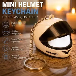 Mini Luminous Helmet Keychain, Cute LED Night Light Bag Charm, Motorcycle Safety Warning Pendant, Trendy Luggage & Backpack Accessory Gift for Riders cool