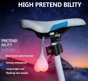 Universel Heart Shaped Silicone Ball Light Bicycle Tail Light LEDHazard Light Backpack Hanging Night Light Waterproof RentalSeat Lamp Egg (Red)