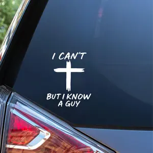Christian Car Decal Sticker I Can't, But I Know A Guy - Christian Jesus Cross Car Vinyl Decal Bumper Sticker for Car, Wall, Window, Vehicle, Weather Resistant, Viral Vehicle Exterior Decoration for Bumper, Laptop, Toolbox, Tumbler – Inspirational Faith
