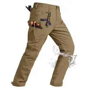 Men's Tactical Anti-wave Pants Lightweight Waterproof Freight Walking Work Pants with Multi Pockets