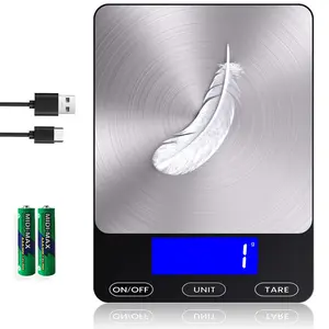 Food Scale -33lb Digital Kitchen Scale for Food Ounces Grams Rechargeable 304 Stainless Steel,Batteries and Type-C Charging