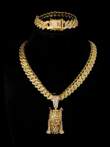 4pcs Fashion Cool Cuban Chain Bracelet Necklace Set, Stainless Steel Jewelry for Men Women, Punk Layered Pendant Accessories, Matching Jewelry Set