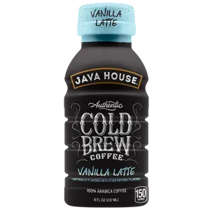 Java House Cold Brew Coffee, 6 Pack of 8oz Bottles, Ready to Drink Instant Cold & Iced Coffee (Vanilla Latte)