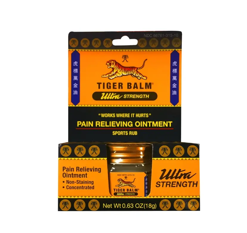 Tiger Balm Ultra Strength Pain Relief Ointment 0.63 oz Jar for Backaches Sore Muscles & Strains Non-Staining Concentrated Formula Joint Recovery Balm Pain Reliever