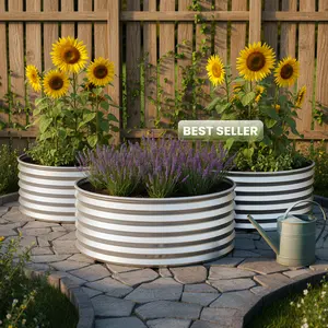 Utopia Home Galvanized Raised Garden Bed 2x2x1 Ft – Round Metal Planter Box for Vegetables, Fruits & Flowers | Easy Assembly Outdoor Garden Bed (Silver)