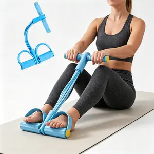 Premium 6-Tube Foot Pedal Resistance Bands, Full-Body Core Strength Trainer for Abdomen, Waist, Legs & Arms, Portable Home Yoga Gym Abdominal Workout Stretch Accessory