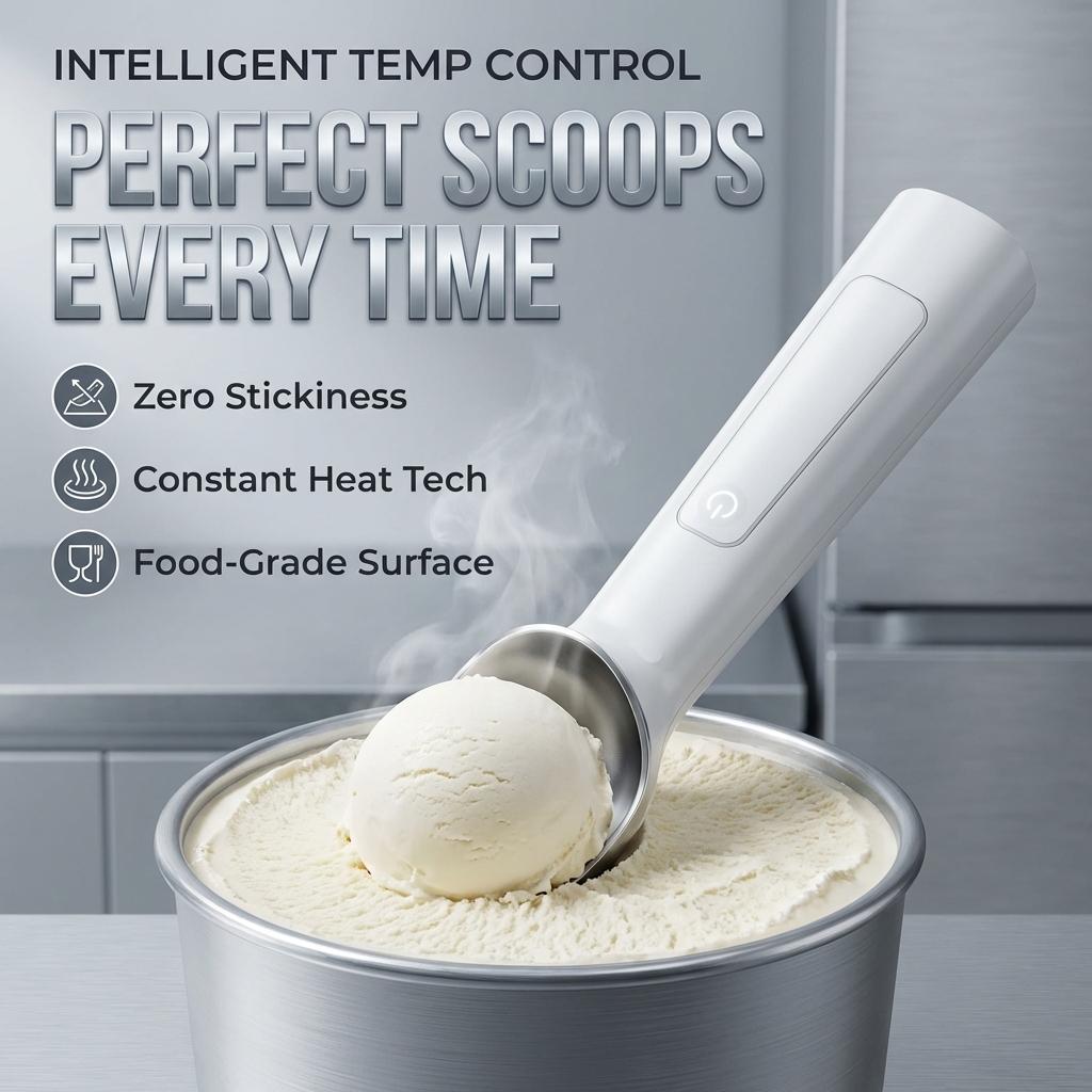 2026 Upgraded Heated Ice Cream Scoop | USB-C Rechargeable Smart Thermo Scoop - Electric Heated Ice Cream Scoop Perfect Gift for Ice Cream Lovers